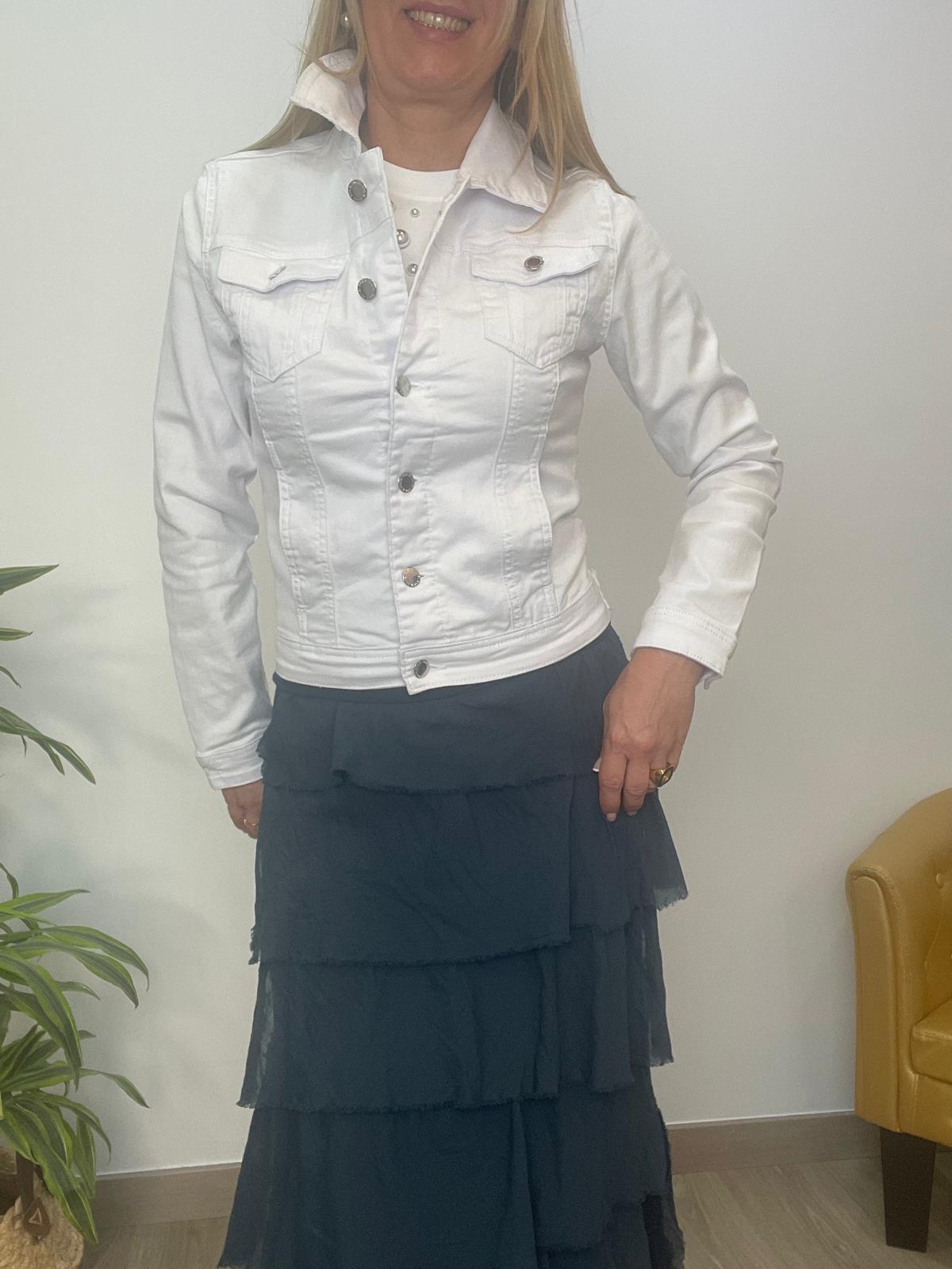 Cazadora tejana blanca
