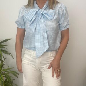 Camisa cuadros Vichy azul cielo