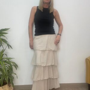 Falda volantes larga beig