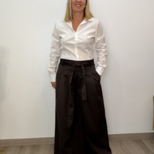 Pantalón palazzo con cinturón  chocolate