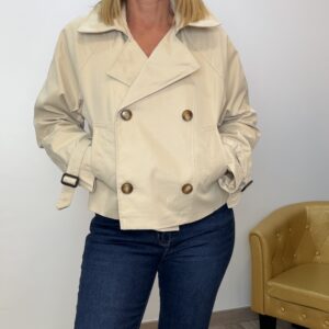 Chaqueta Trench Corta Beig