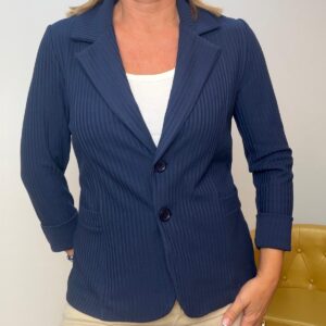 Blazer Rayas azul marino elástica