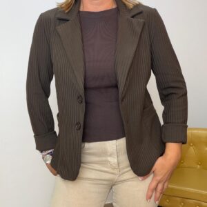 Blazer chocolate Rayas elástuca